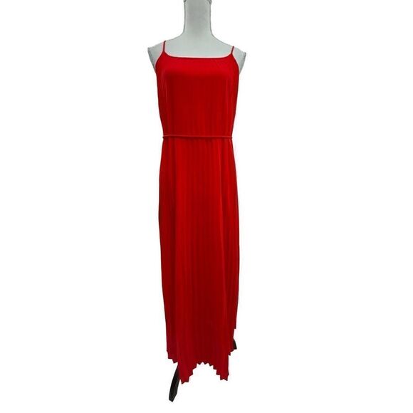 Banana Republic, red Christmasy accordion folded fabric, chiffon maxi size 0 fla - Picture 5 of 16